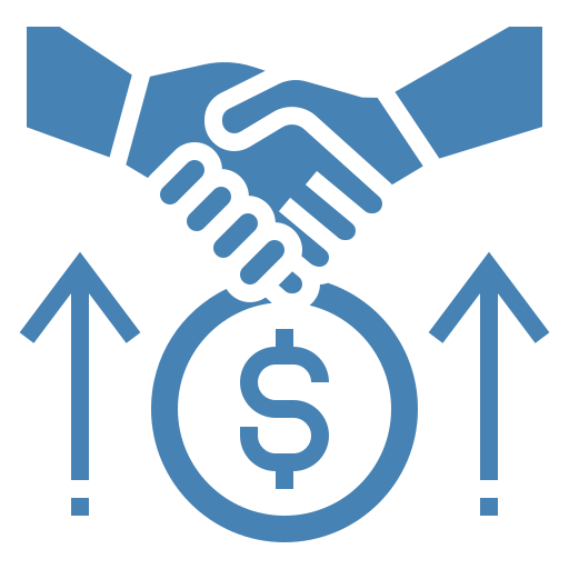 Sales Mastery & Performance Handshake with dollar sign and upward arrows.