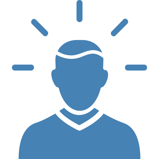 Self-Discovery & Purpose Person with lines symbolizing ideas or thinking.